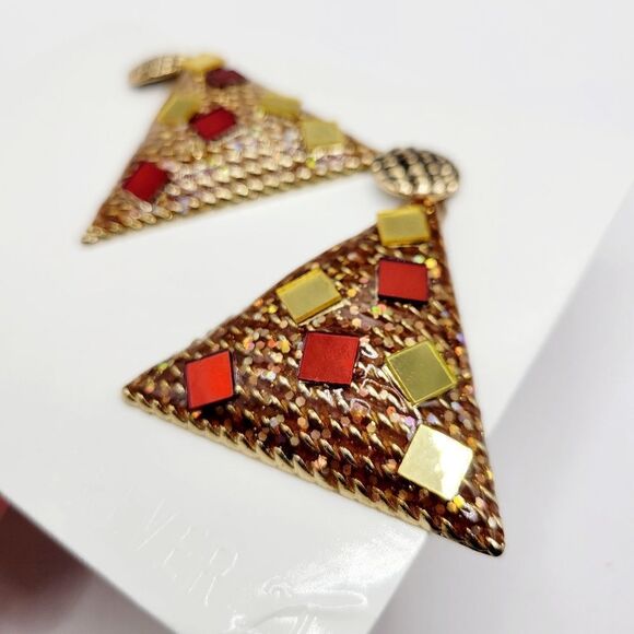 Brand New Forever 21 Triangle Brown Earrings - Picture 6 of 8
